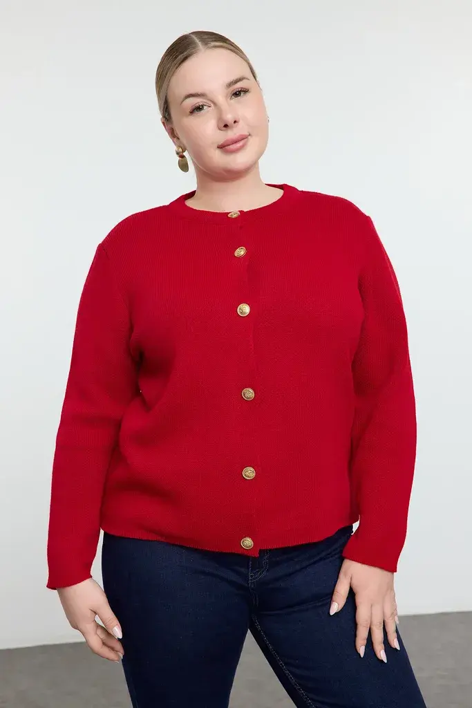 Trendyol Curve Ženski kardigan Tbbaw25Av00013, Crveni