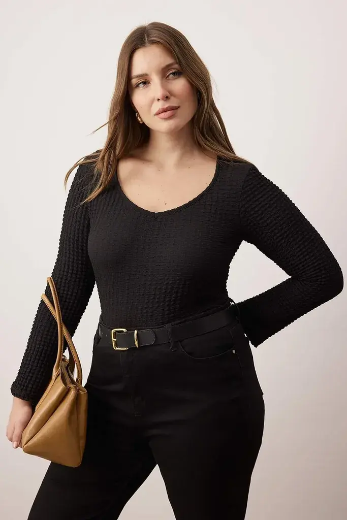 Trendyol Curve Ženska bluza Tbbaw26Af00034, Crna