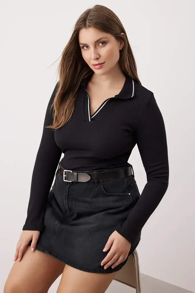 Trendyol Curve Ženska bluza Tbbaw26Af00020, Crna