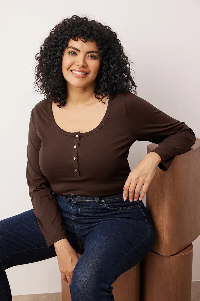 Trendyol Curve Ženska bluza Tbbaw26Af00008, Braon