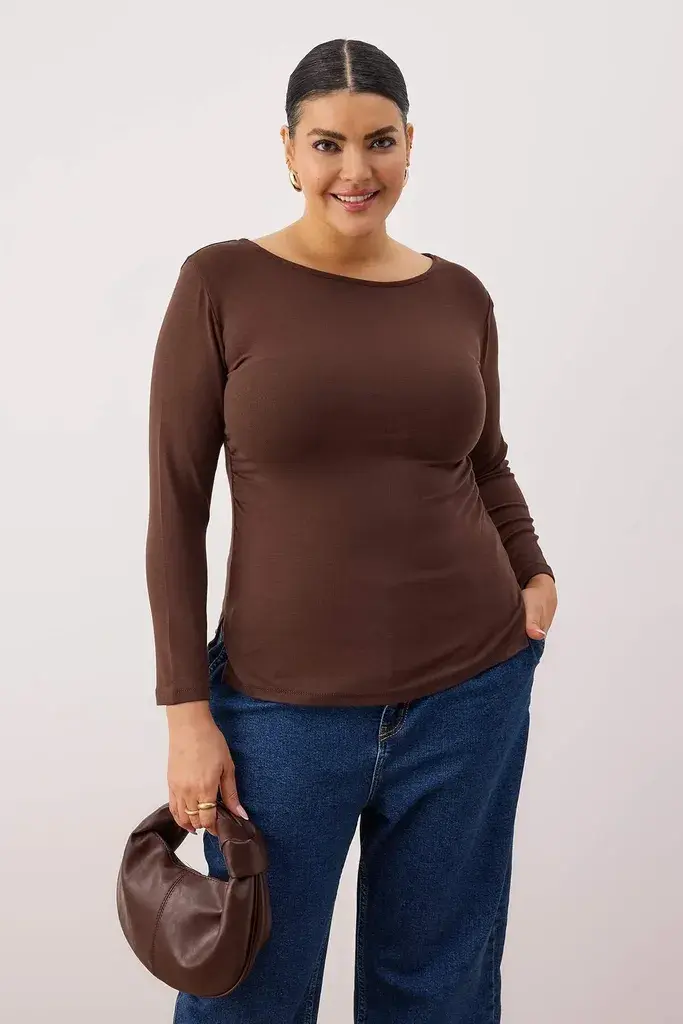 Trendyol Curve Ženska bluza Tbbaw26Af00108, Braon