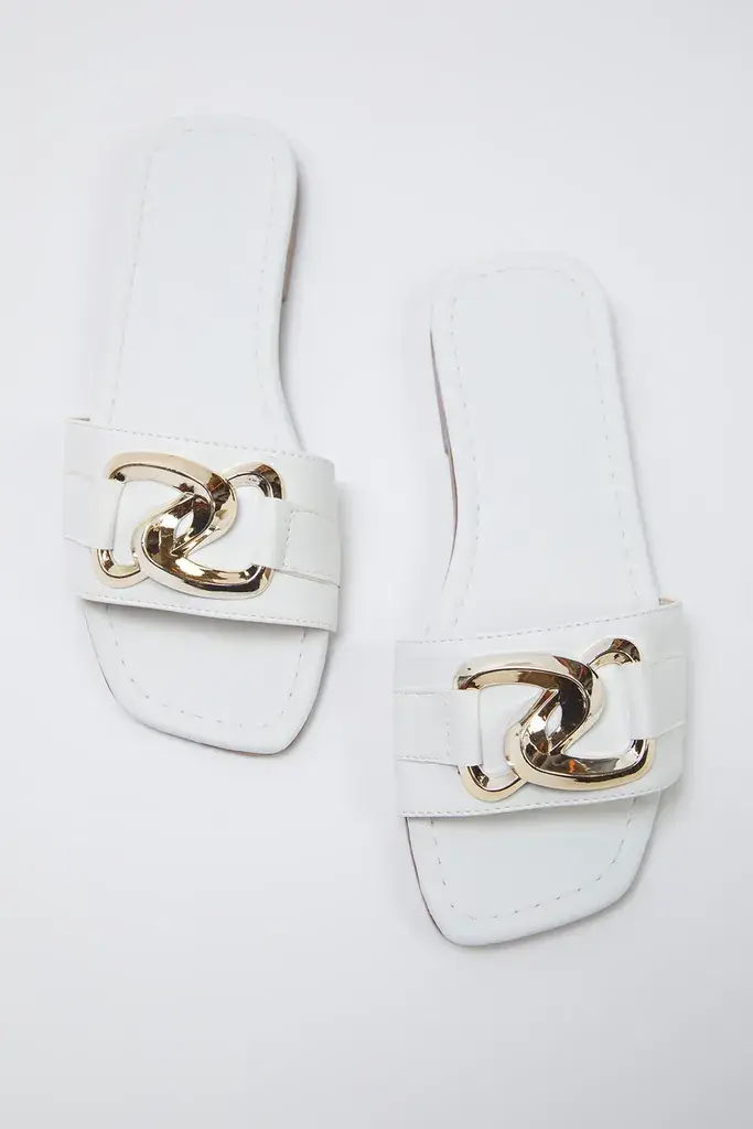 Trendyol Shoes Ženske papuče Takss25Te00023, Bele