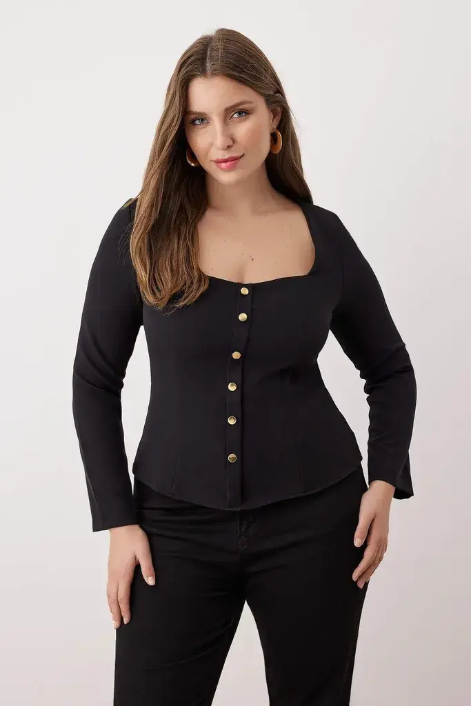 Trendyol Curve Ženska bluza Tbbaw26Af00046, Crna
