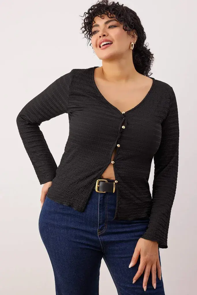 Trendyol Curve Ženska bluza Tbbaw26Af00068, Crna