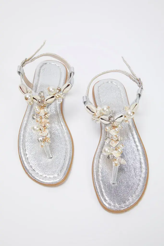 Trendyol Shoes Ženske sandale Takss25Sd00007, Srebrne boje
