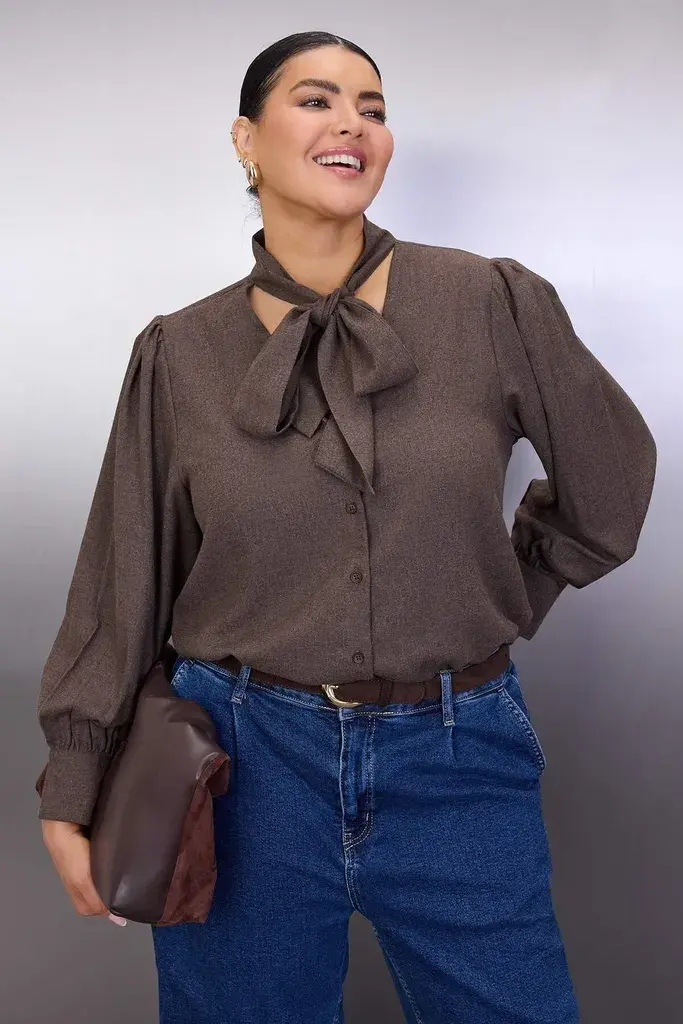 Trendyol Curve Ženska bluza Tbbaw26Af00037, Braon