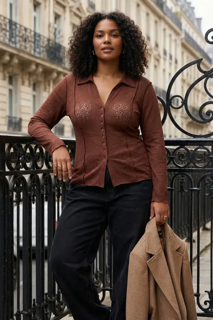 Trendyol Curve Ženska bluza Tbbaw26Af00044, Braon