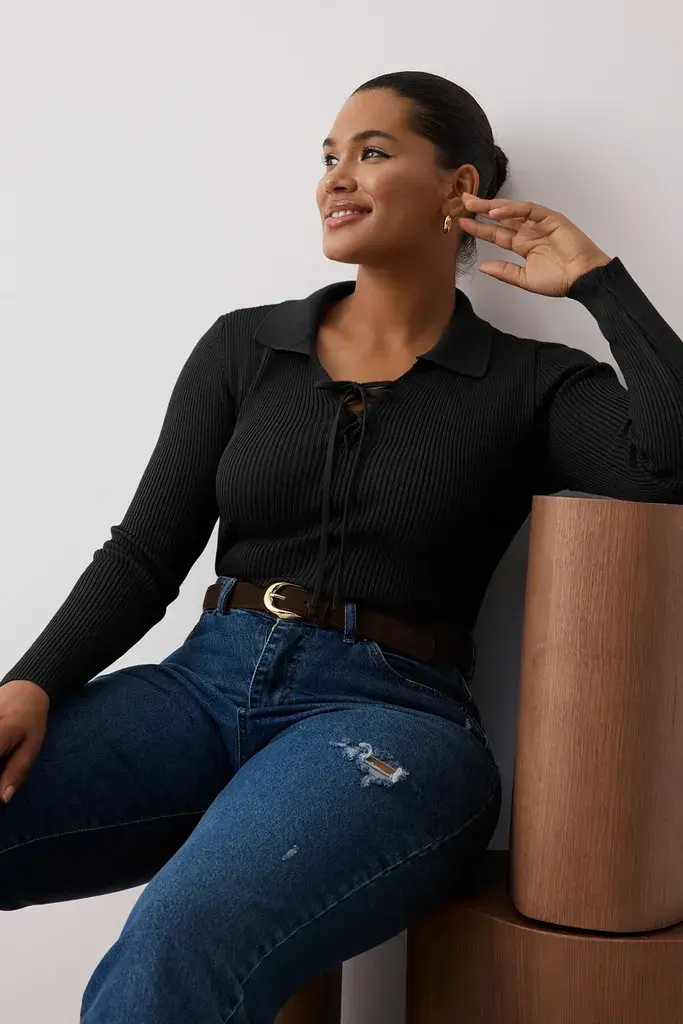 Trendyol Curve Ženska bluza Tbbaw26Af00001, Crna