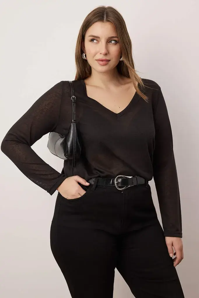 Trendyol Curve Ženska bluza Tbbaw26Af00054, Crna