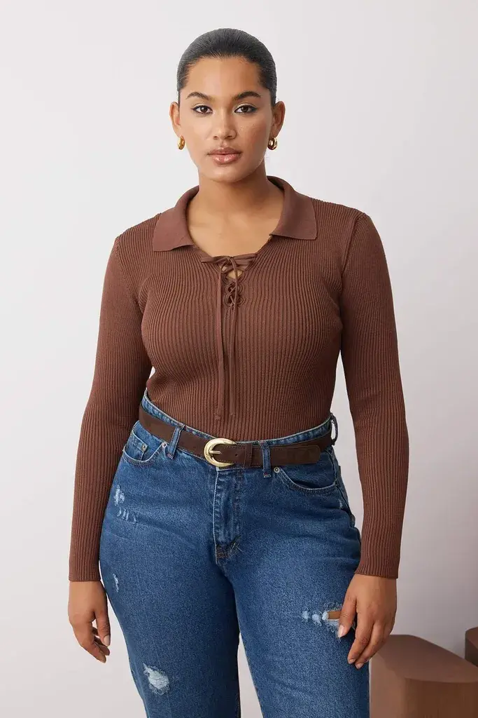 Trendyol Curve Ženska bluza Tbbaw26Af00001, Braon