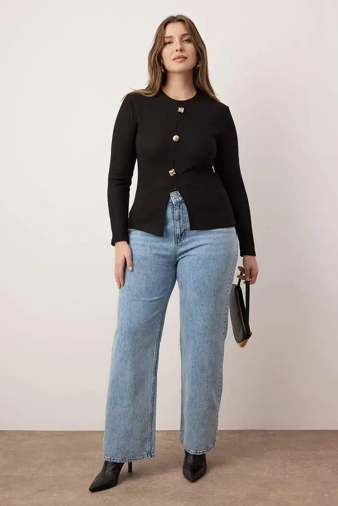 Trendyol Curve Ženska bluza Tbbaw26Af00078, Crna