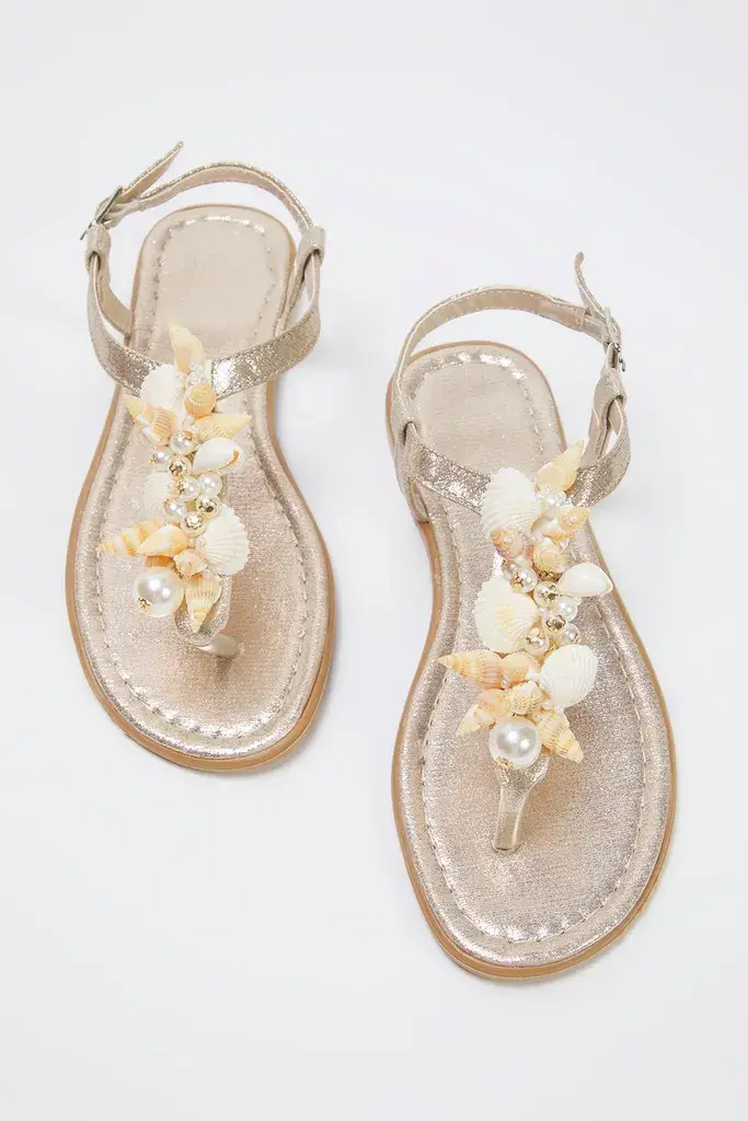Trendyol Shoes Ženske sandale TAKSS25SD00008, Zlatne boje