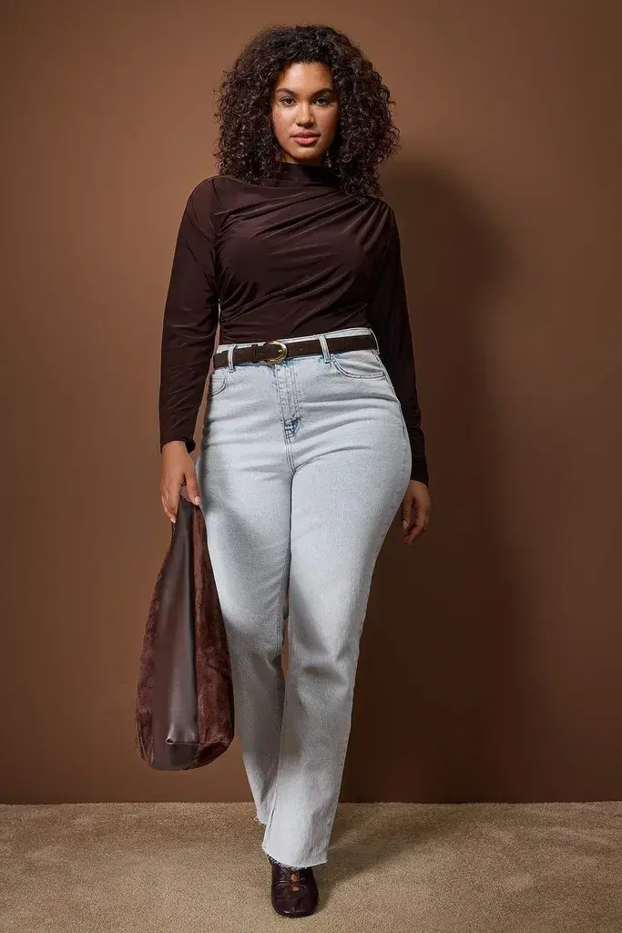 Trendyol Curve Ženska bluza Tbbaw26Af00104, Braon