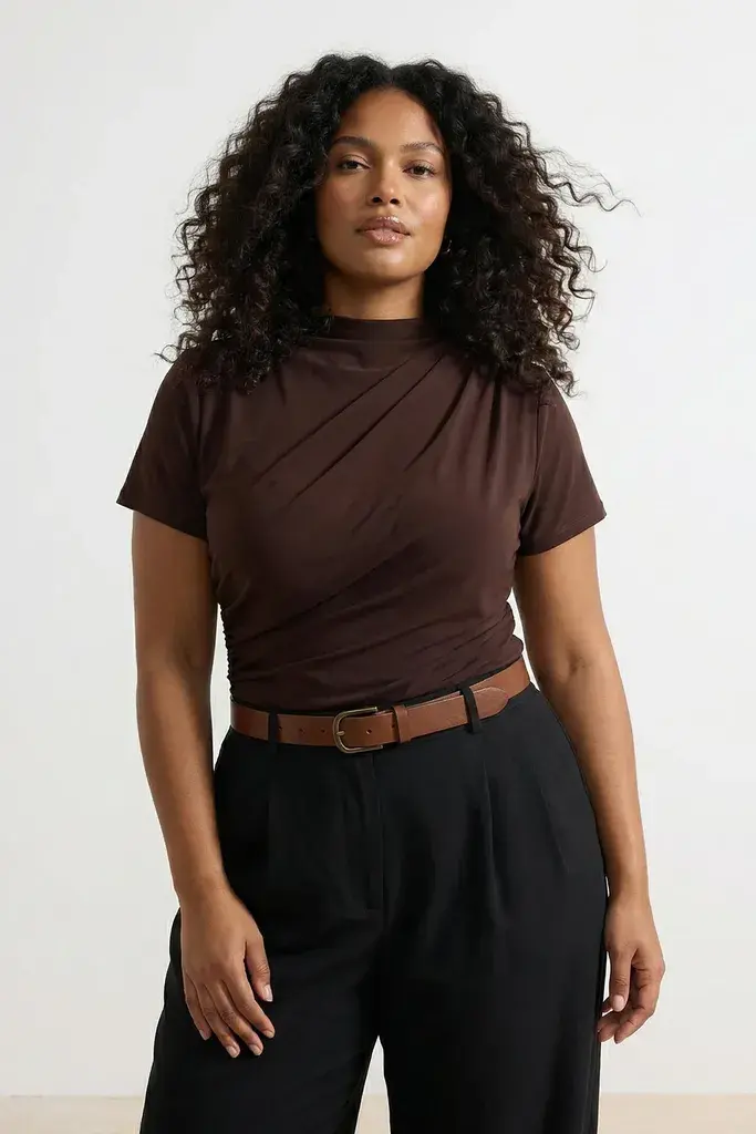 Trendyol Curve Ženska bluza Tbbaw26Af00053, Braon