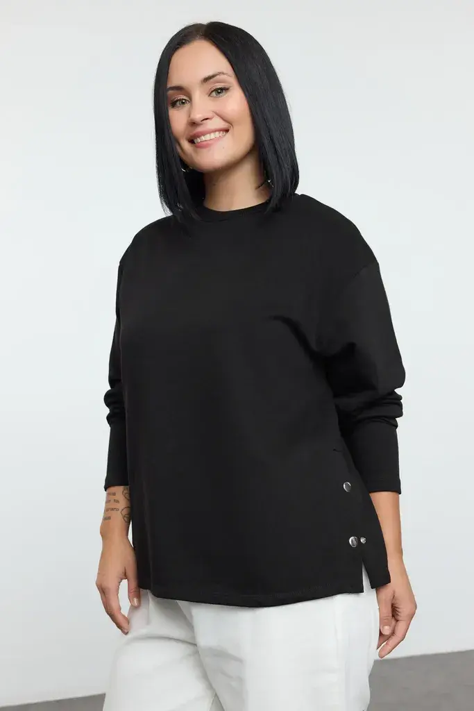 Trendyol Curve Ženski duks Tbbaw25Ao00039, Crni