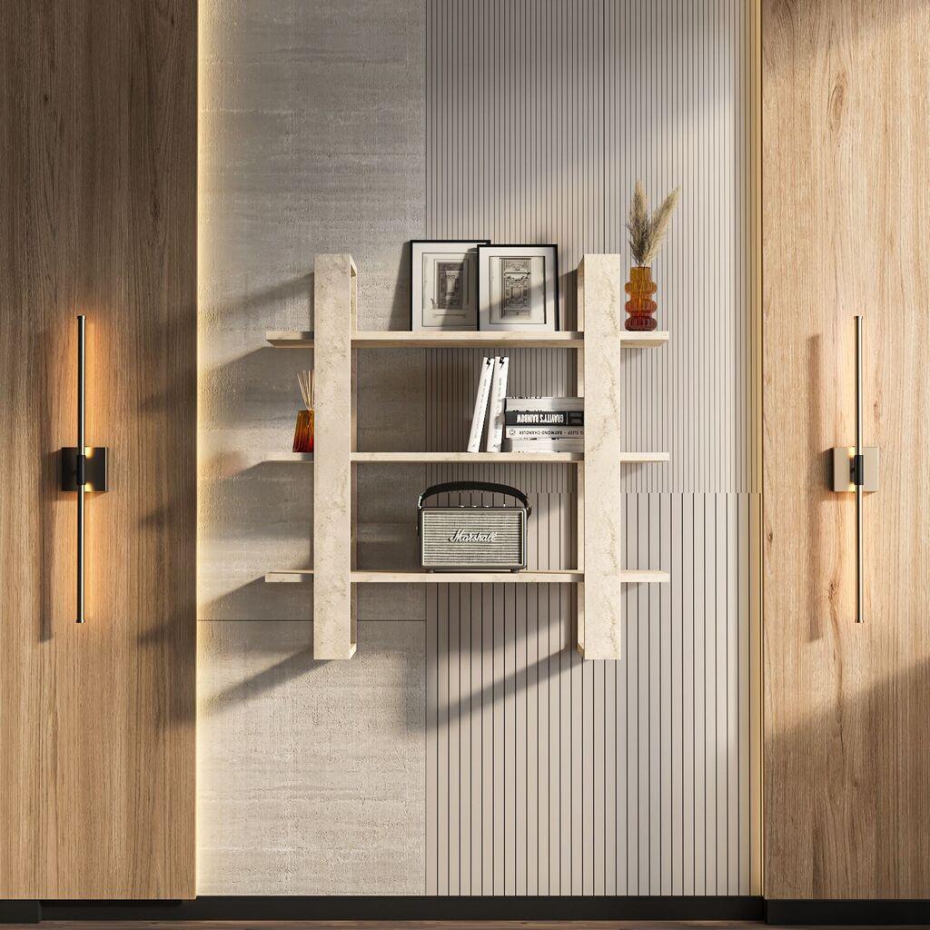 Hanah Home Zidna polica Suno, 90x90x22 cm,Krem