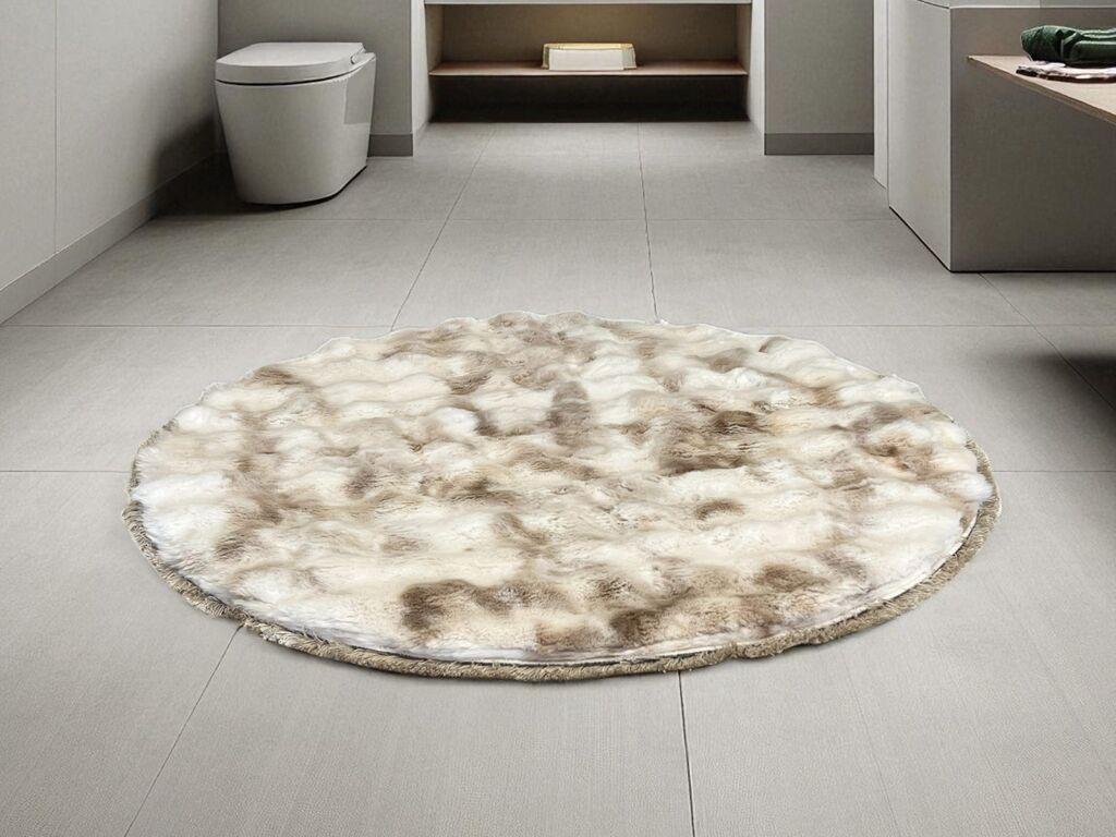 Viktorija Okrugla Prostirka za kupatilo Φ100cm, Bež/Braon