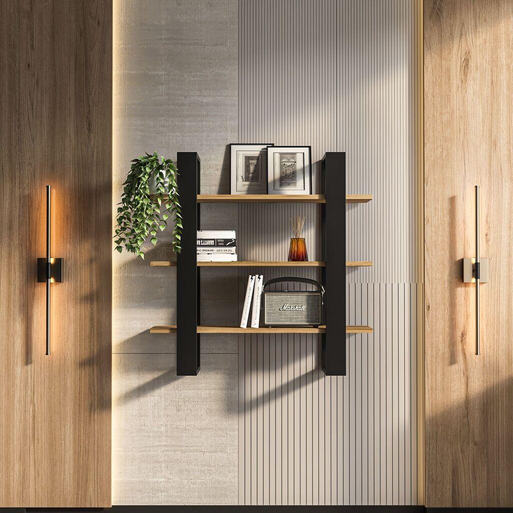 Hanah Home Zidna polica Suno, 90x90x22 cm,Crna