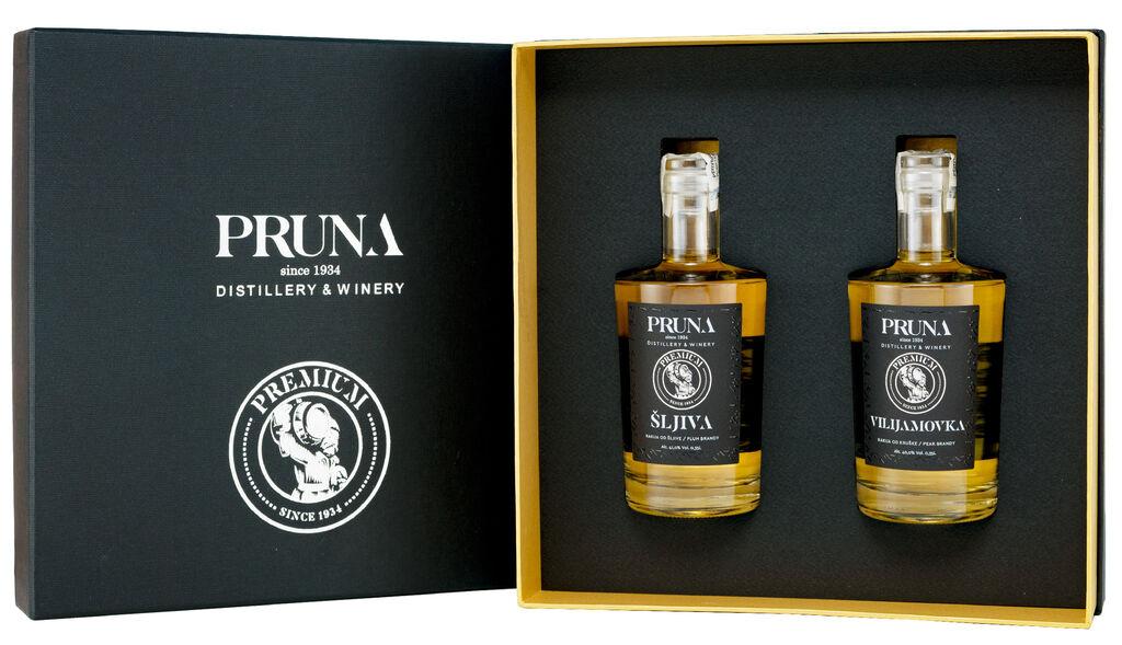 Pruna Set rakija u lux pakovanju Šljiva i Vilijamovka, 2 x 350ml
