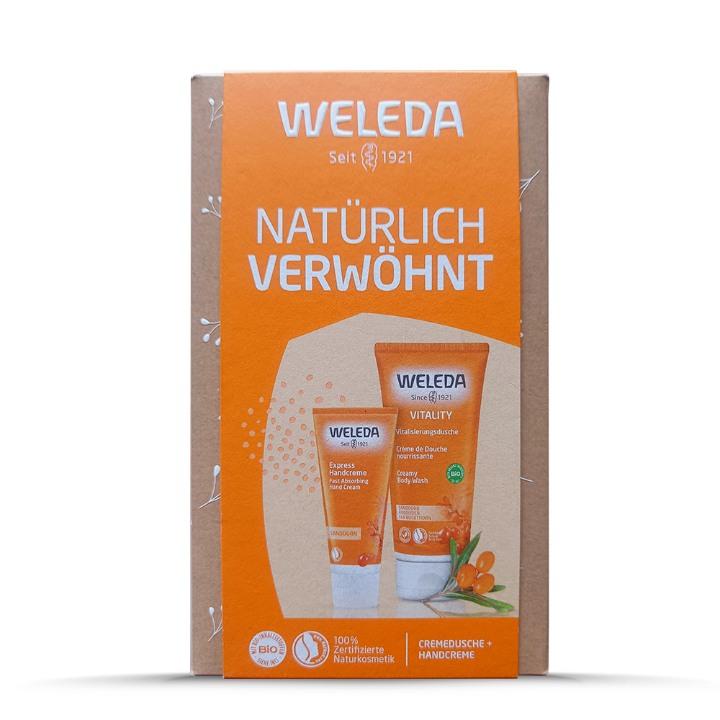 WELEDA Set gel kupka pasji trn, Krema za ruke, 200ml+50ml