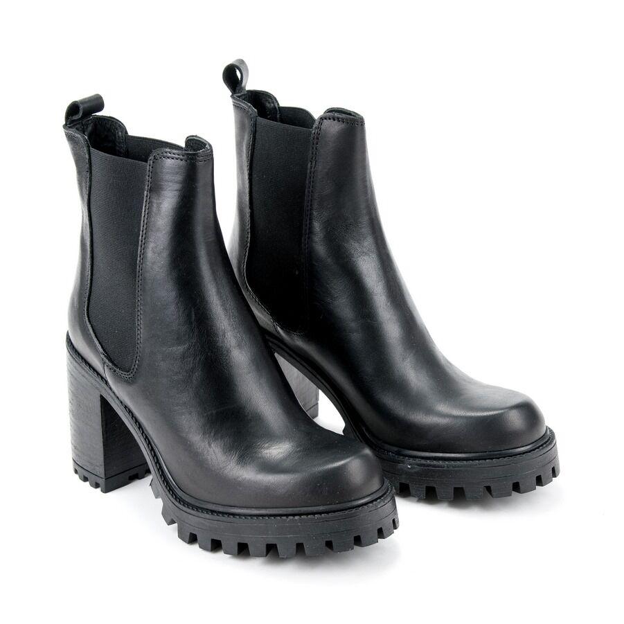 Velaide Ženske čizme na štiklu I07, Kožne, Crne