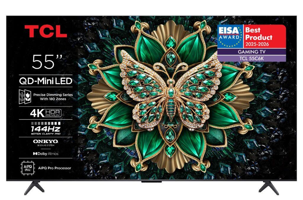 TCL Televizor 55C6K, 55", QD-MiniLED, 4K UHD, 144 Hz, Smart TV, Crni