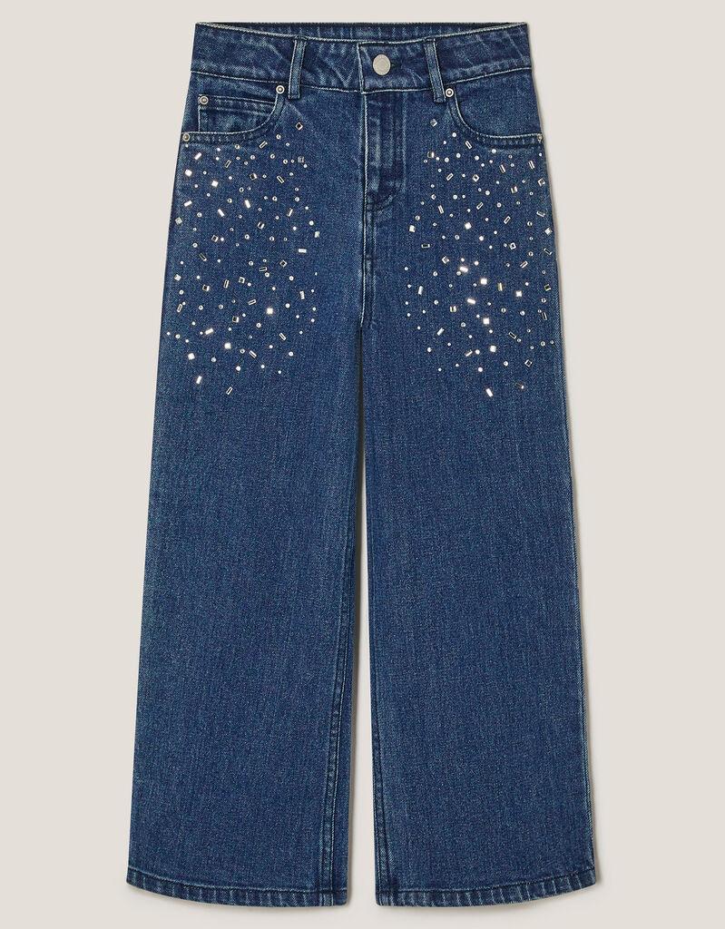 Monsoon Children Farmerke za devojčice Sparkly, Zvonasti kroj, Plave