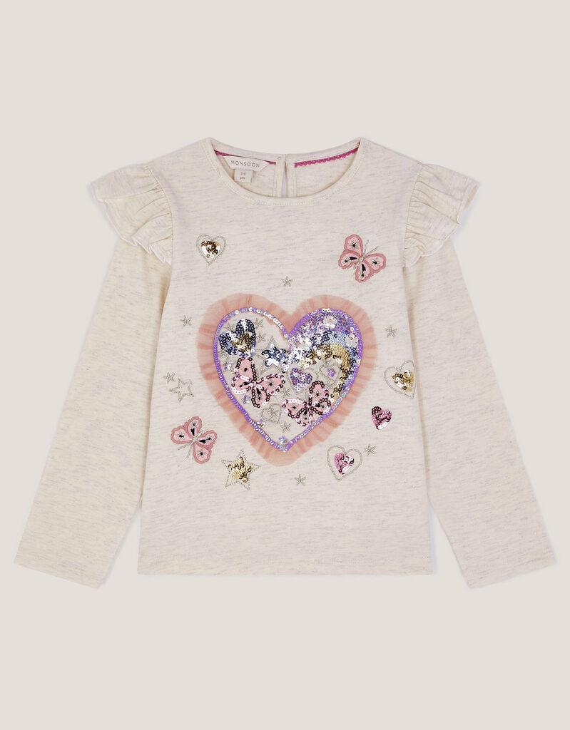 Monsoon Children Majica za devojčice Sparkle Heart, Boja slonovače