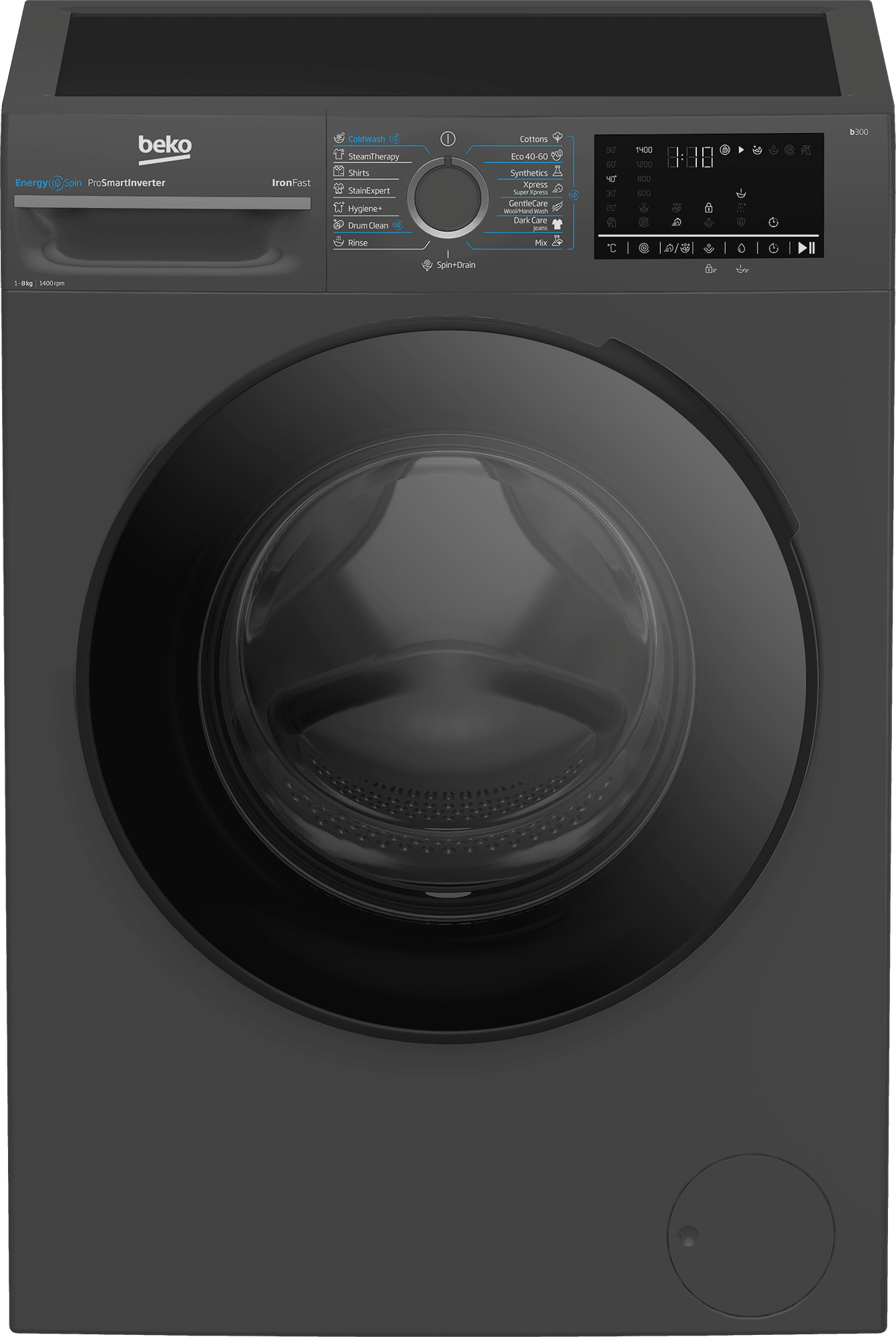 BEKO Mašina za pranje veša BM3WFSU48415ADC, 8kg, 1400obr/min, ProSmart Inverter, Tamnosiva