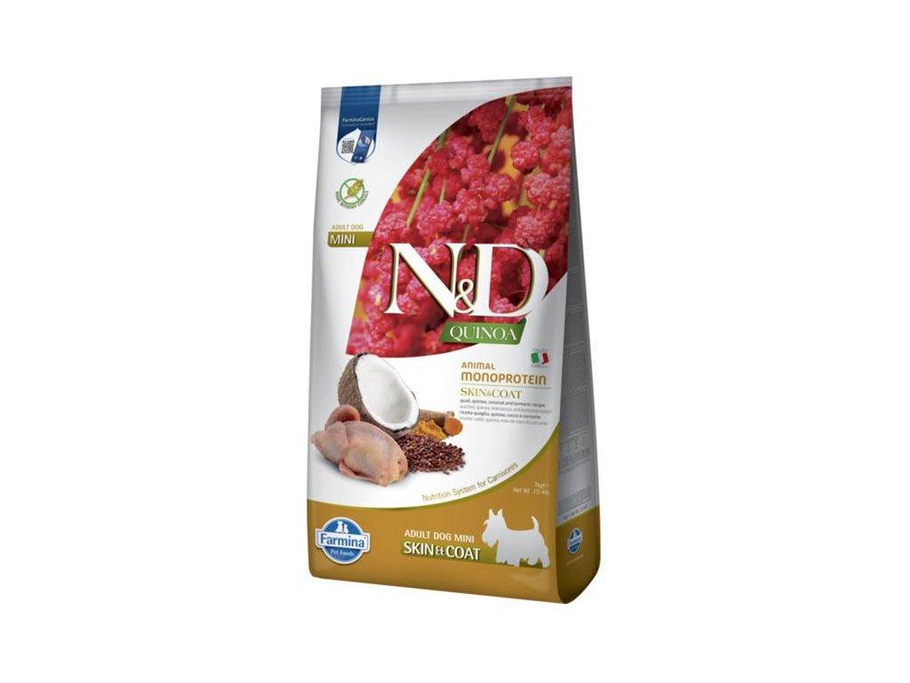 N&D Hrana za pse Quinoa Adult Mini Skin & Coat Quail, 800g