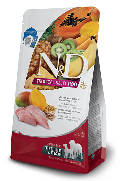N&D Hrana za pse Tropical Selection Adult Medium & Maxi Chicken, Spelt, Oats & Fruits, 10kg