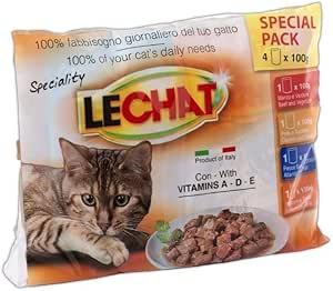 LECHAT Vlažna hrana za mačke više vrsta mesa Multipack, 4x100 g