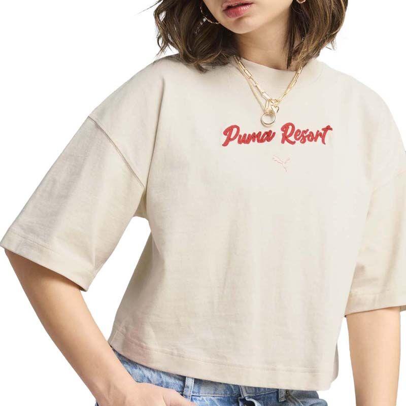 Puma Ženska maјica Premium Ess Oversized Grafik Tee, Kratki rukav, Bež
