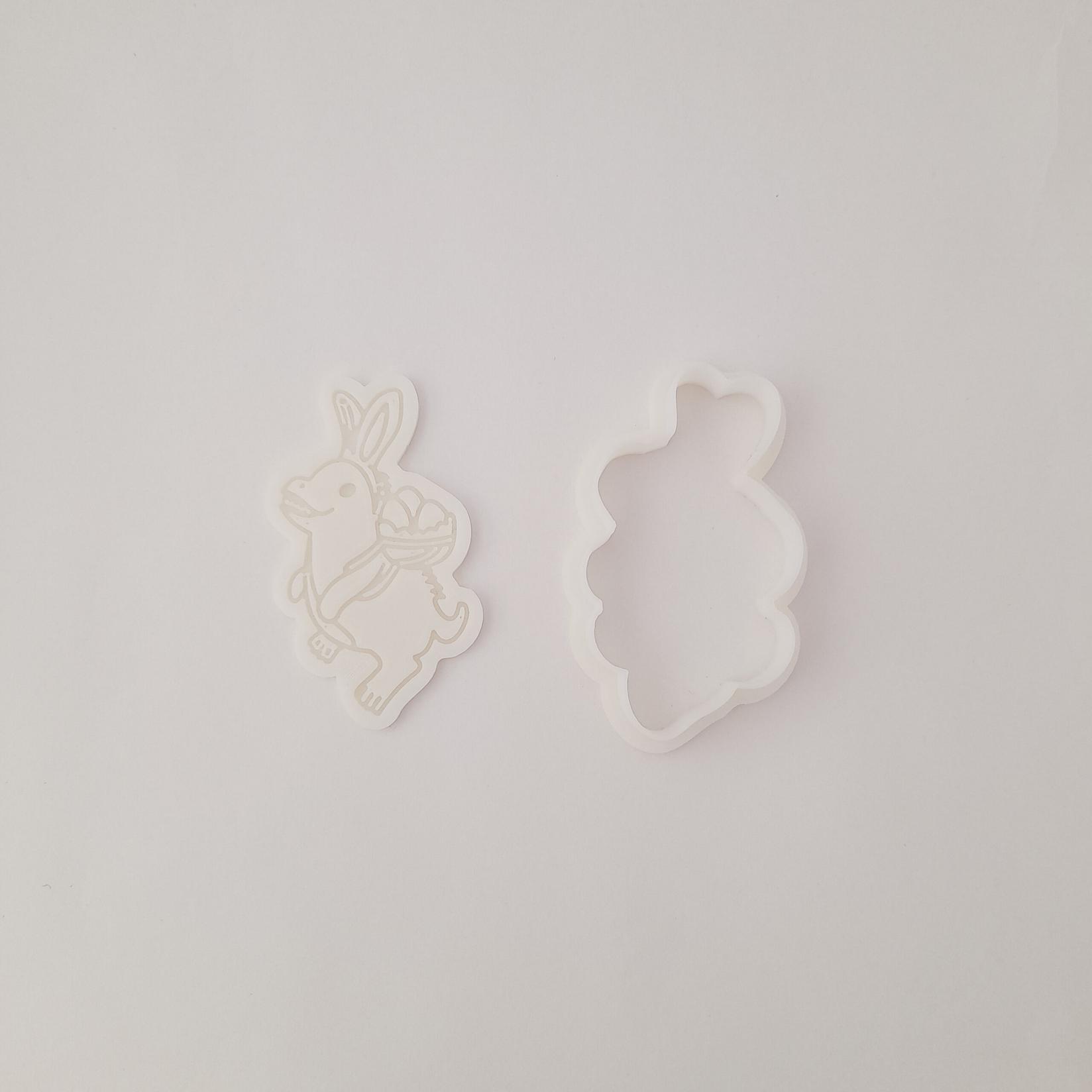 KREATIVNI SLATKIŠI Modla za kolače i ukrase Uskršnji dino, 10 cm, Bela