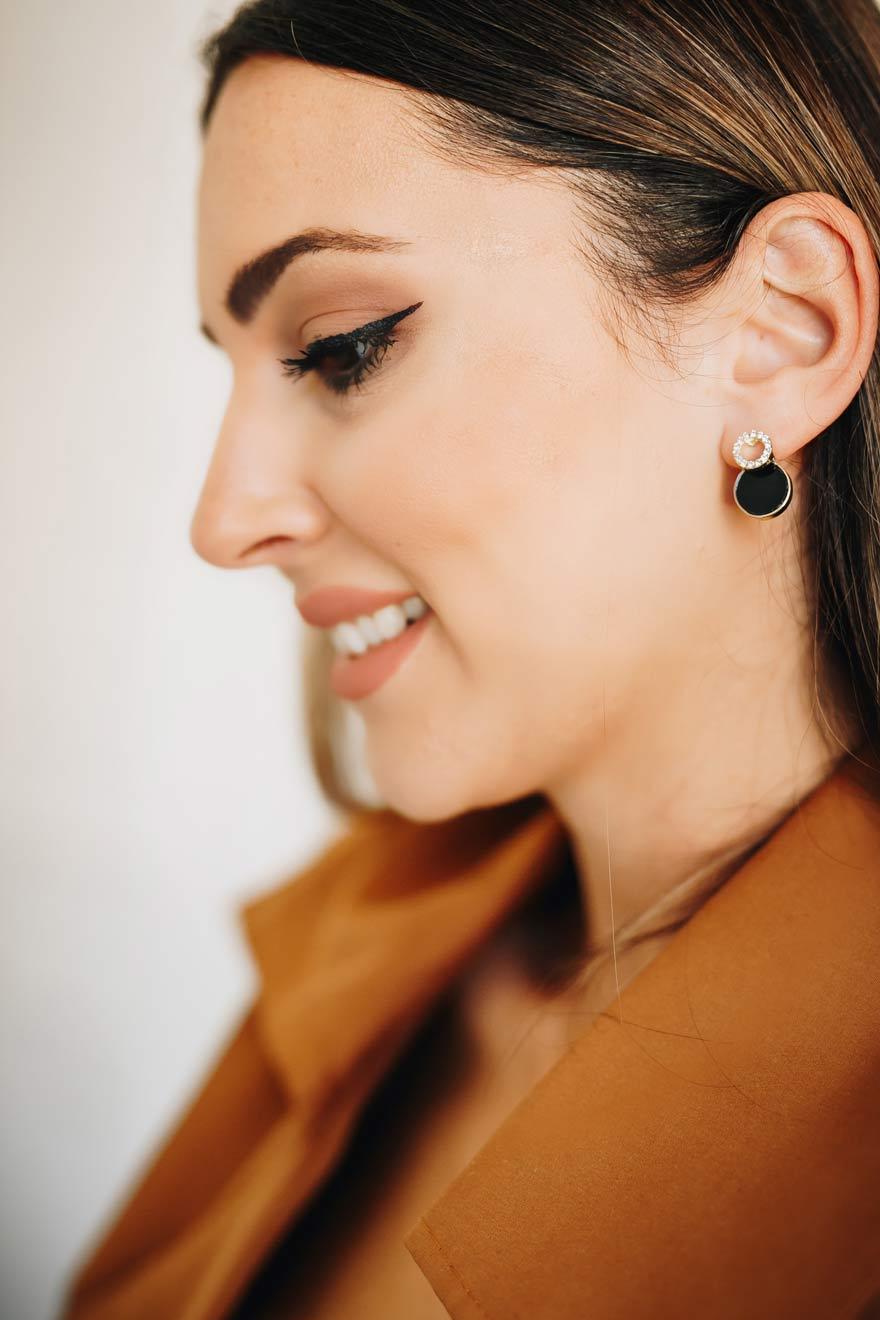 Ženske minđuše Mini, Crno - zlatne