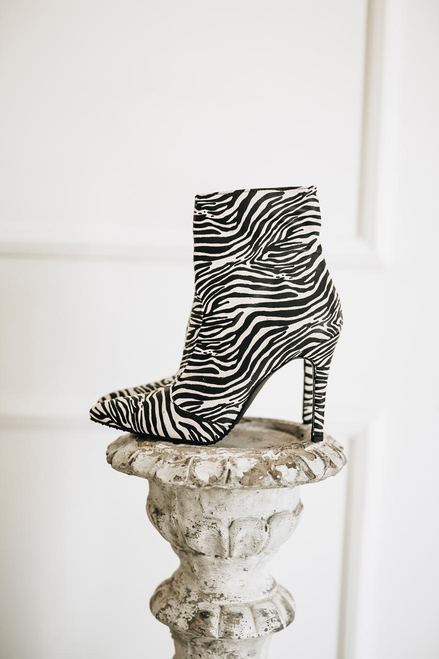 Ženske čizme na štiklu Grazia, Crno - bele