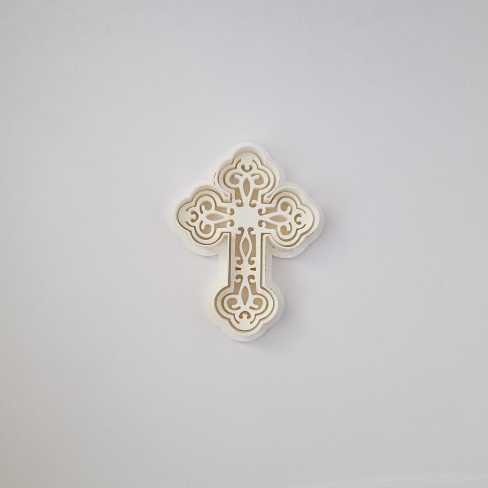 KREATIVNI SLATKIŠI Modla za kolače i ukrase Ukrasni krst, 10 cm, Bela