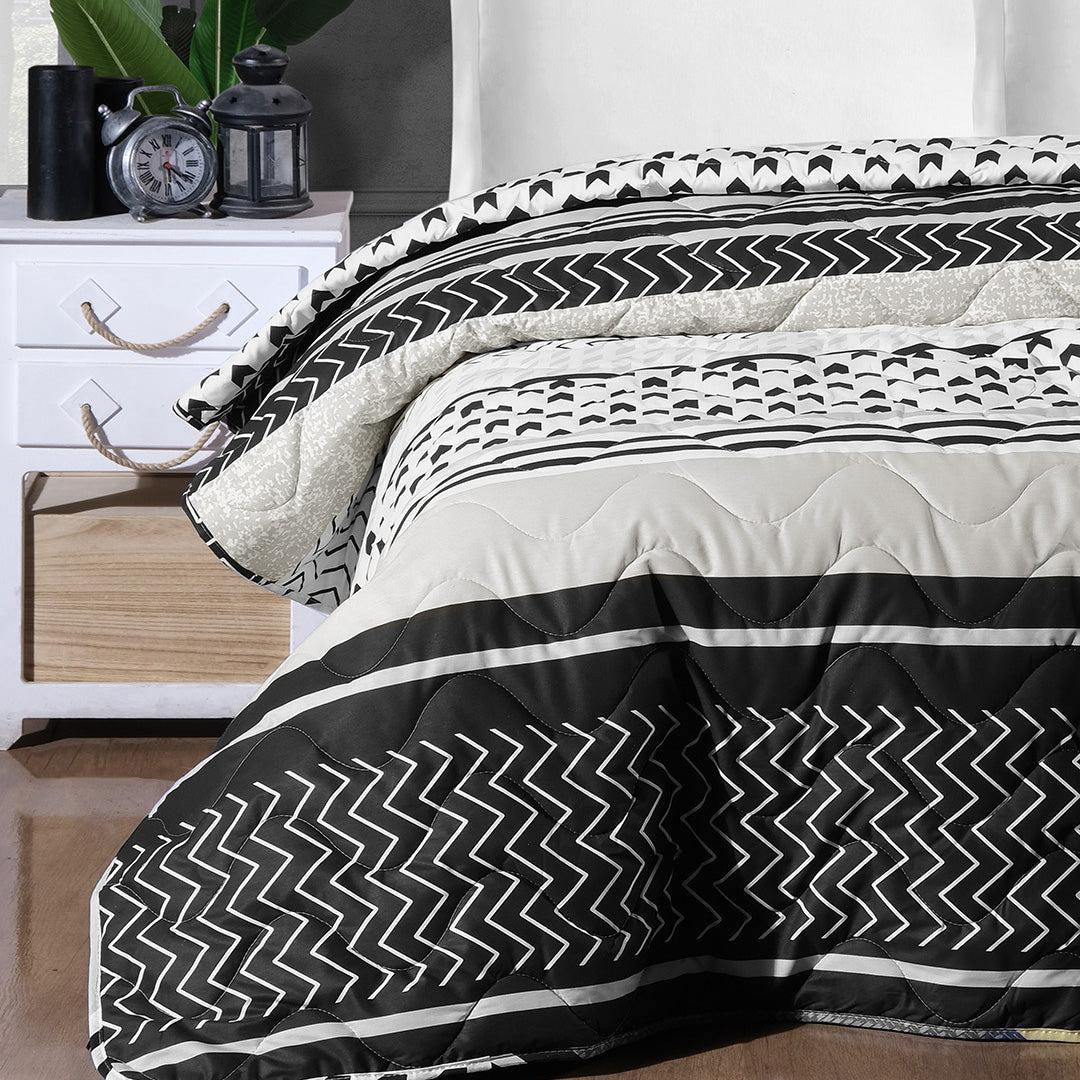 ARMONIA Prekrivač singl 100% pamuk Zig-zag, Belo-crni