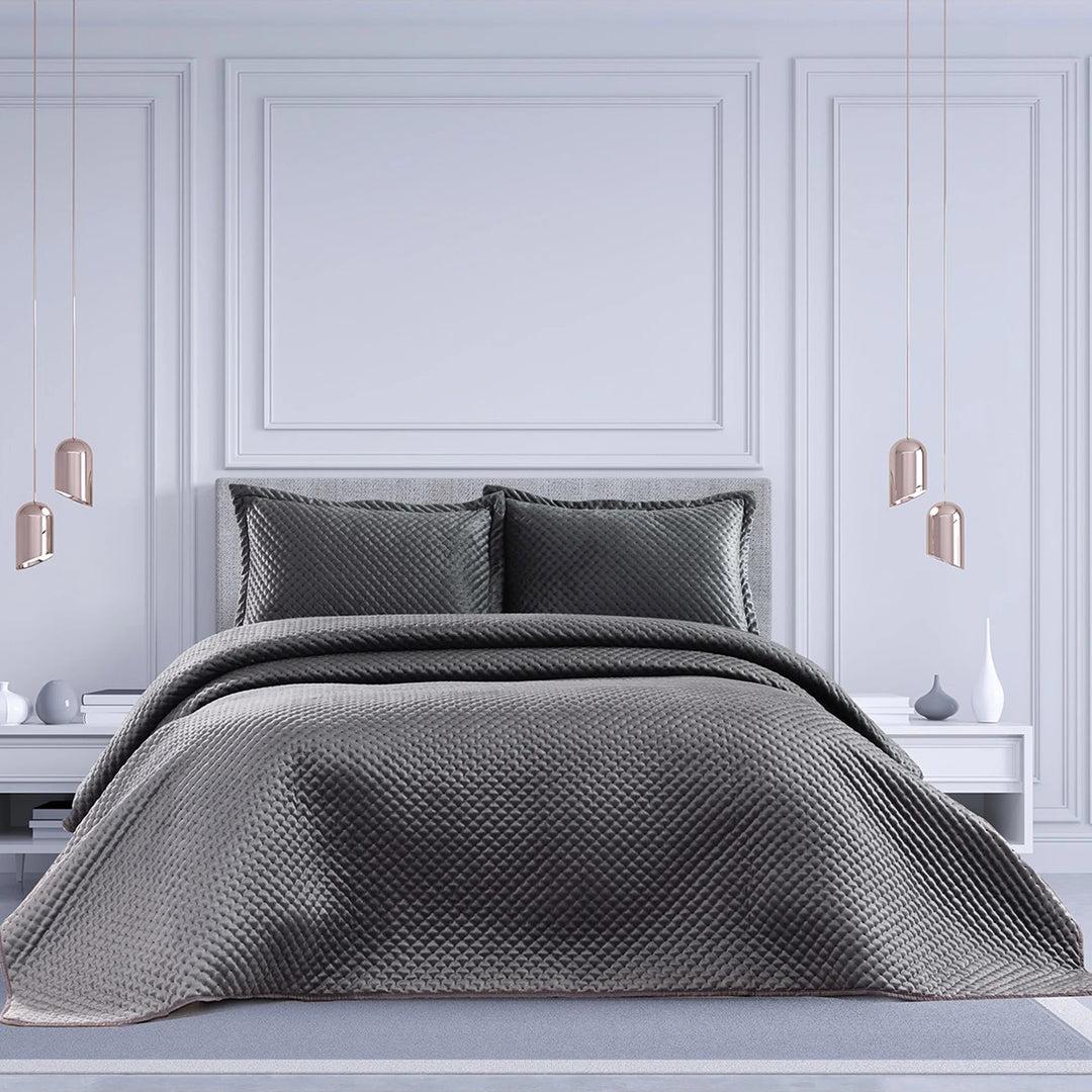 ARMONIA Set prekrivač 160x240cm  i jastučnica 60×80 cm, Tamnosivi