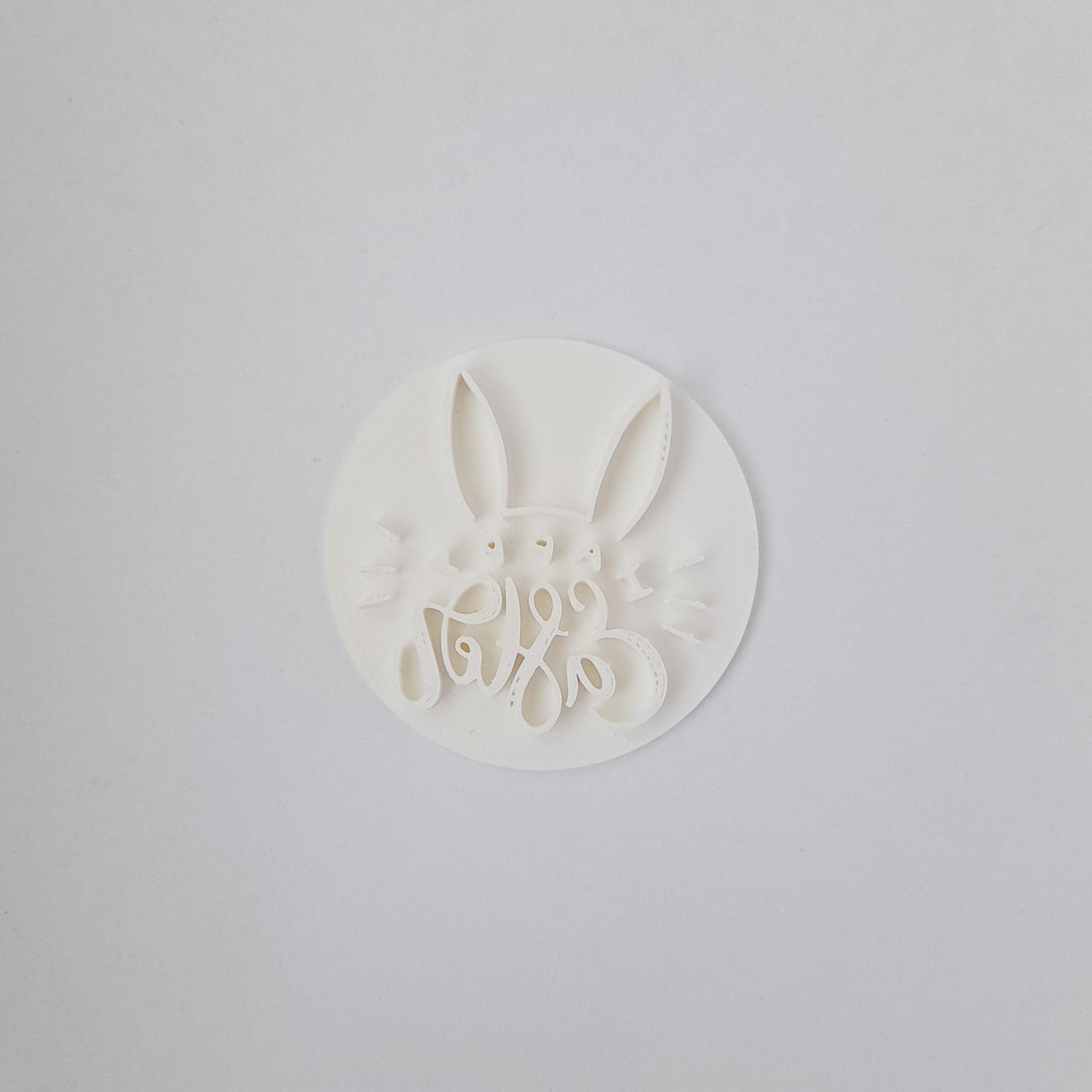 KREATIVNI SLATKIŠI Modla za kolače i ukrase Pečat Happy Easter, 8 cm, Bela