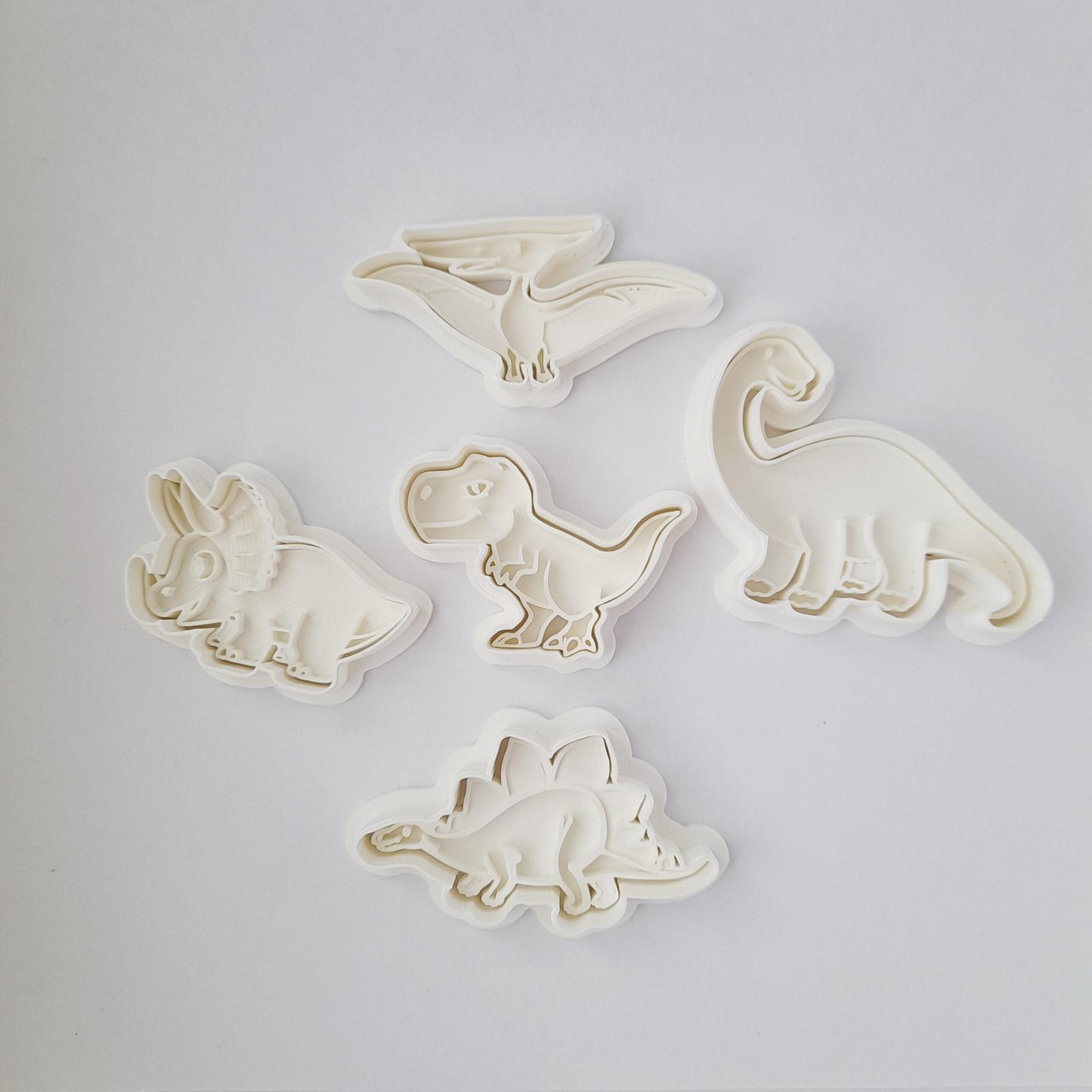 KREATIVNI SLATKIŠI Set modli za kolače Dinosaurusi, 5 komada, Beli