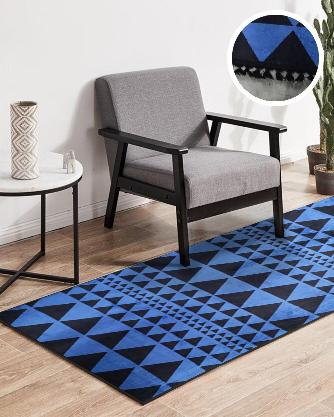 ARMONIA Tepih staza sa resama 80cm x 200cm Trougao, Plava