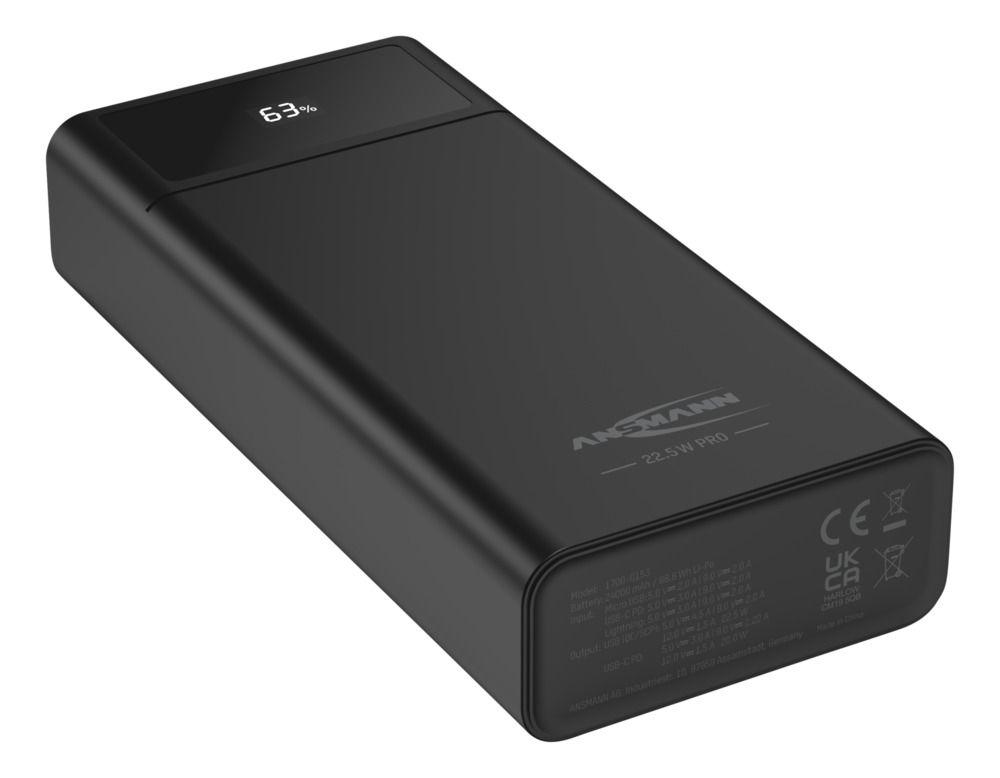 ANSMANN Eksterna baterija PB322PD, 24000mAh, Crna