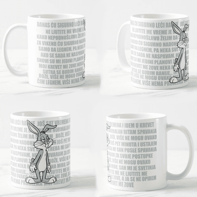 Keramička šolja Iznervirani Bagz Bani, 330ml, Siva