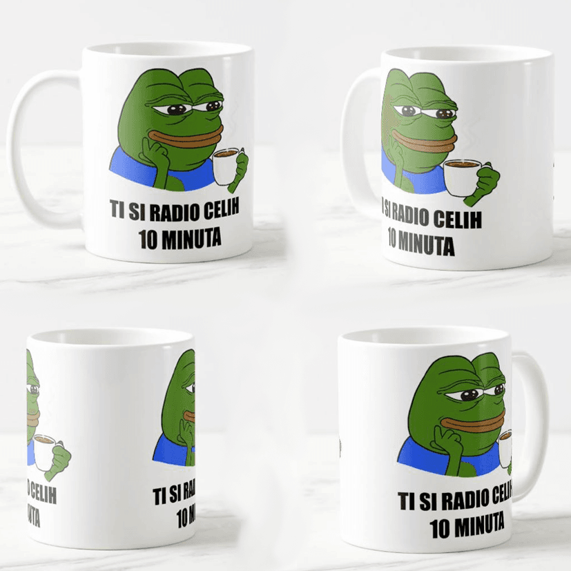 Keramička šolja Puno radim, 330ml, Višebojna