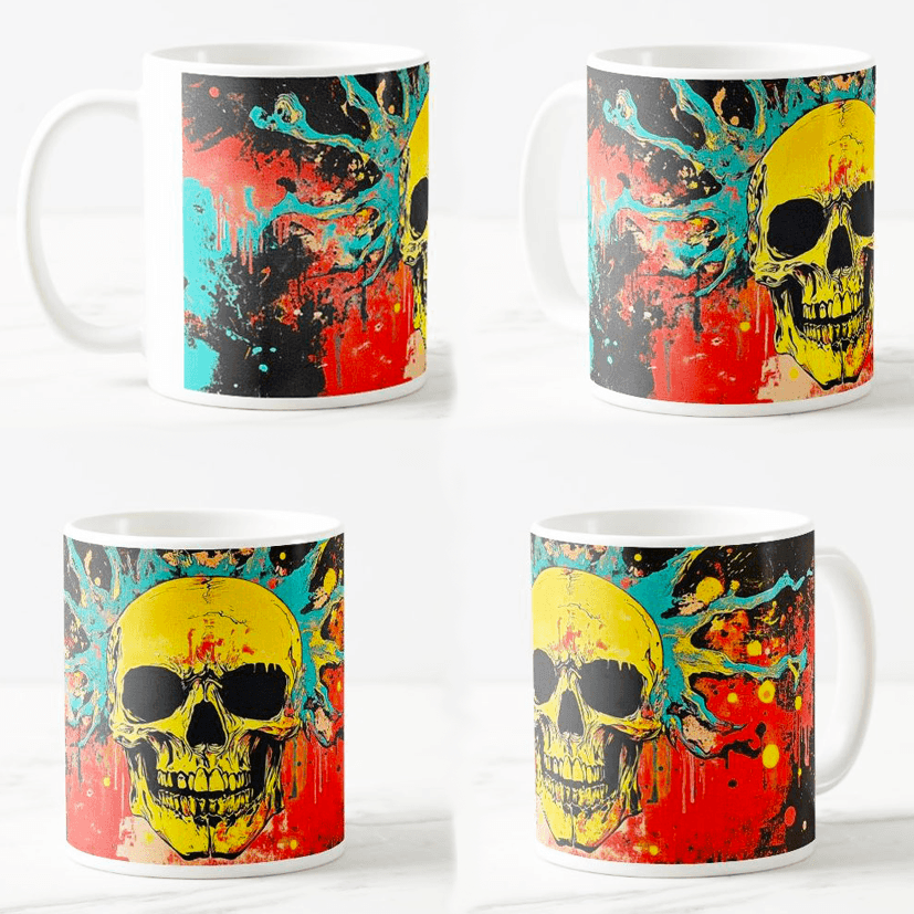 Keramička šolja Lobanja, 330ml, Višebojna