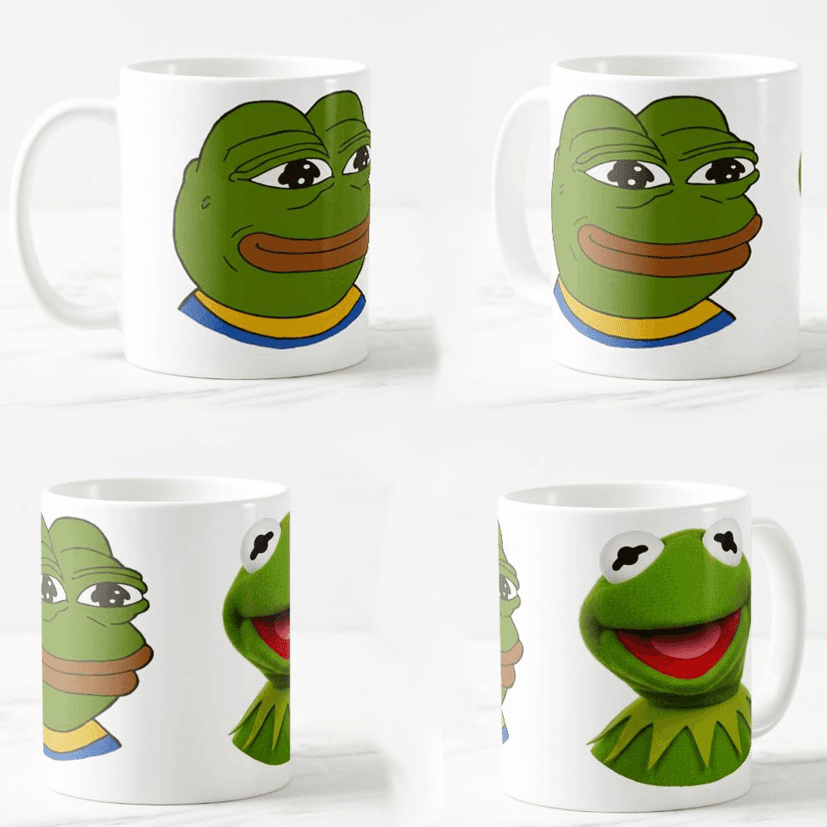 Keramička šolja Pepe i Kermit, 330ml, Višebojna