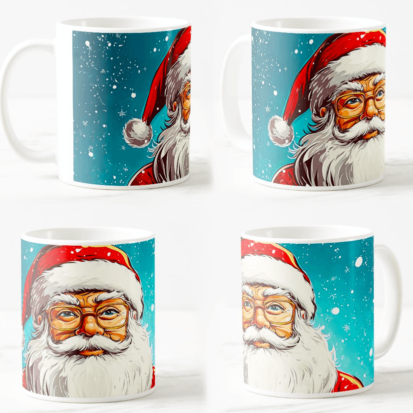 Keramička šolja Deda Mraz i Nova godina, 330ml, Višebojna