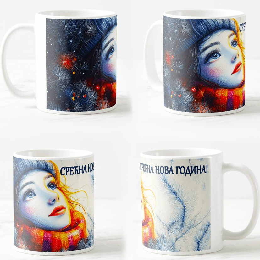 Keramička šolja Nova godina, 330ml, Višebojna