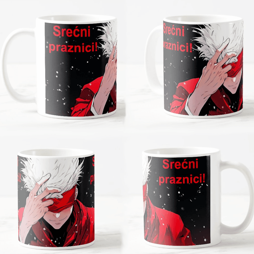 Keramička šolja anime Novogodišnji Jujutsu Kaisen, 330ml, Višebojna